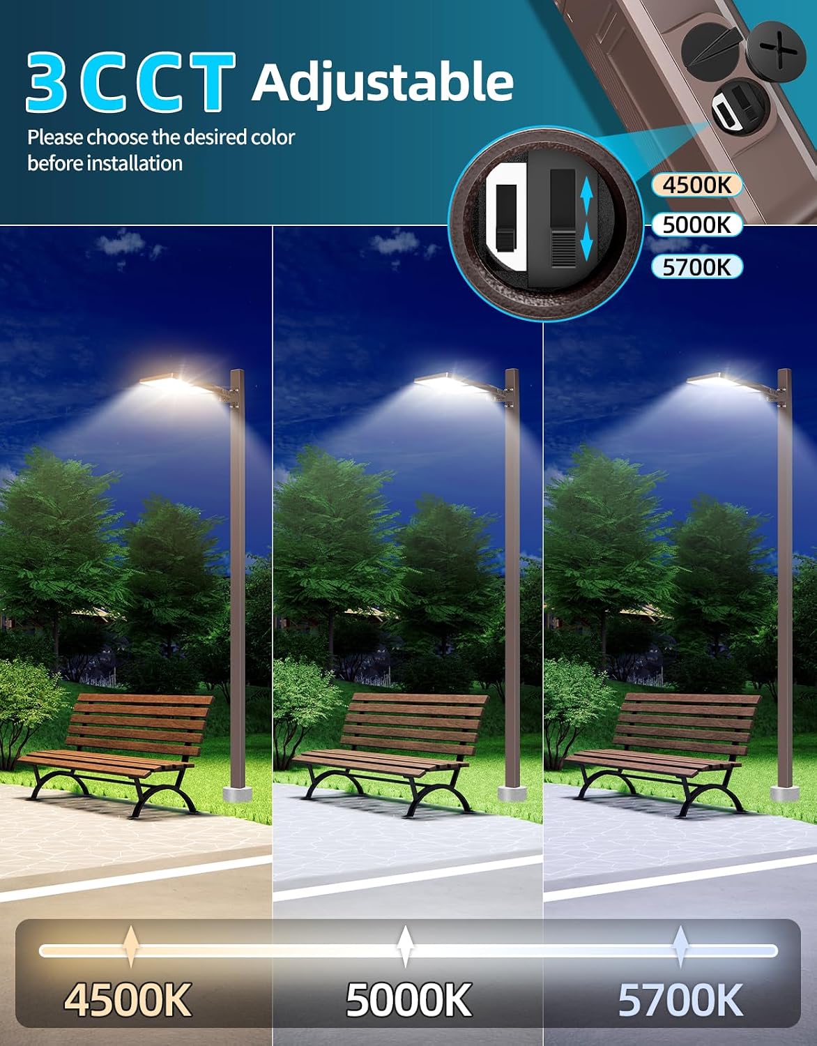 ADUB LED Parking Lot Light 350W 280W 210W, LED Shoebox Light 5700K 5000K 4500K,Arm&Slip Fit Mount,ETL Listed Outdoor Pole Light with Photocell, IP65 Commercial Street Area Flood Lighting