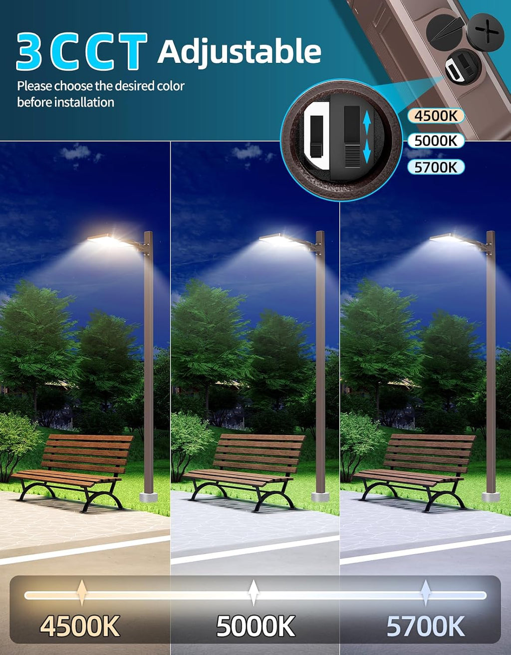 ADUB 6PCS LED Parking Lot Light 350W 280W 210W,LED Shoebox Light 5700K 5000K 4500K Arm&Slip Fit Mount,ETL Listed Outdoor Pole Light with Photocell,IP65 Commercial Street Area Flood Lighting
