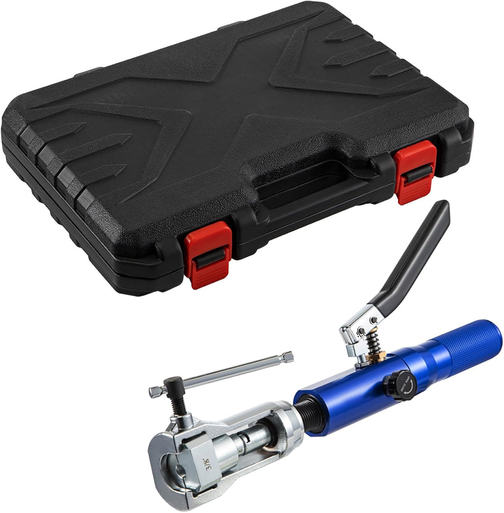 VEVOR Hydraulic Flaring Tool Kit, 45° Double Flaring Tool, Brake Repair Brake Flaring Tools for 3/16'-1/2', Brake Flare Tool with Tube Cutter and Deburrer, 32 PCS Tube Flaring Tools for Copper Lines