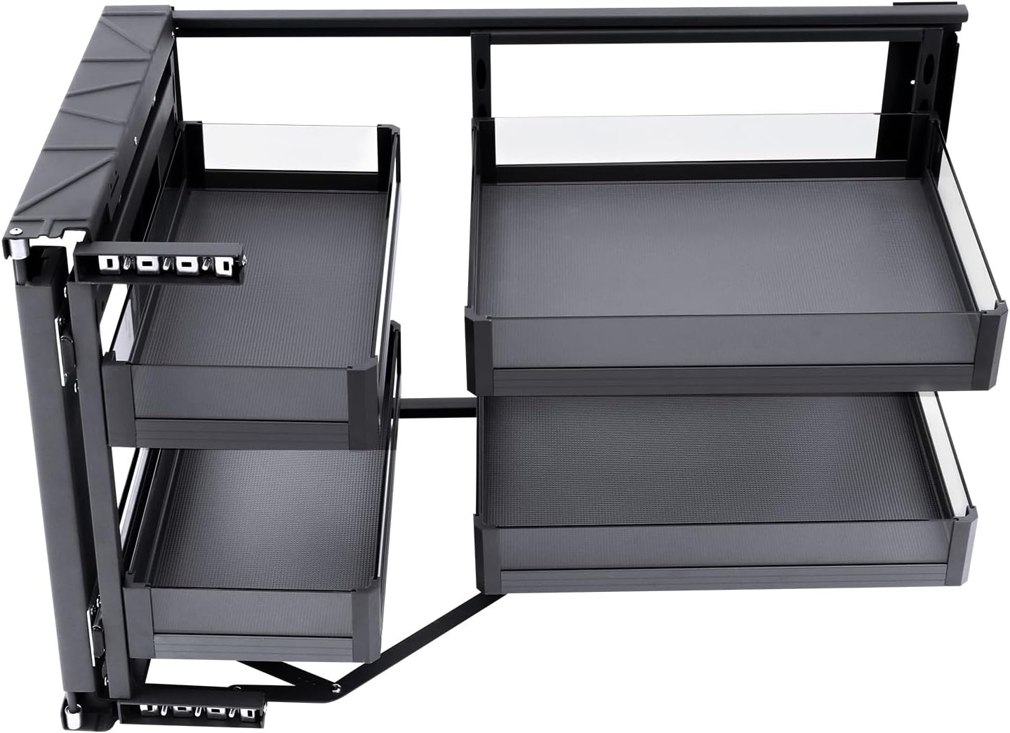Blind Corner Cabinet Pull Out Right, 15 Inch Blind Corner Cabinet 2 Tiers Organizer Adjustable Design, Hidden Slide Out Shelves for Store Kitchen Utensils (Pull Out Left & Right)