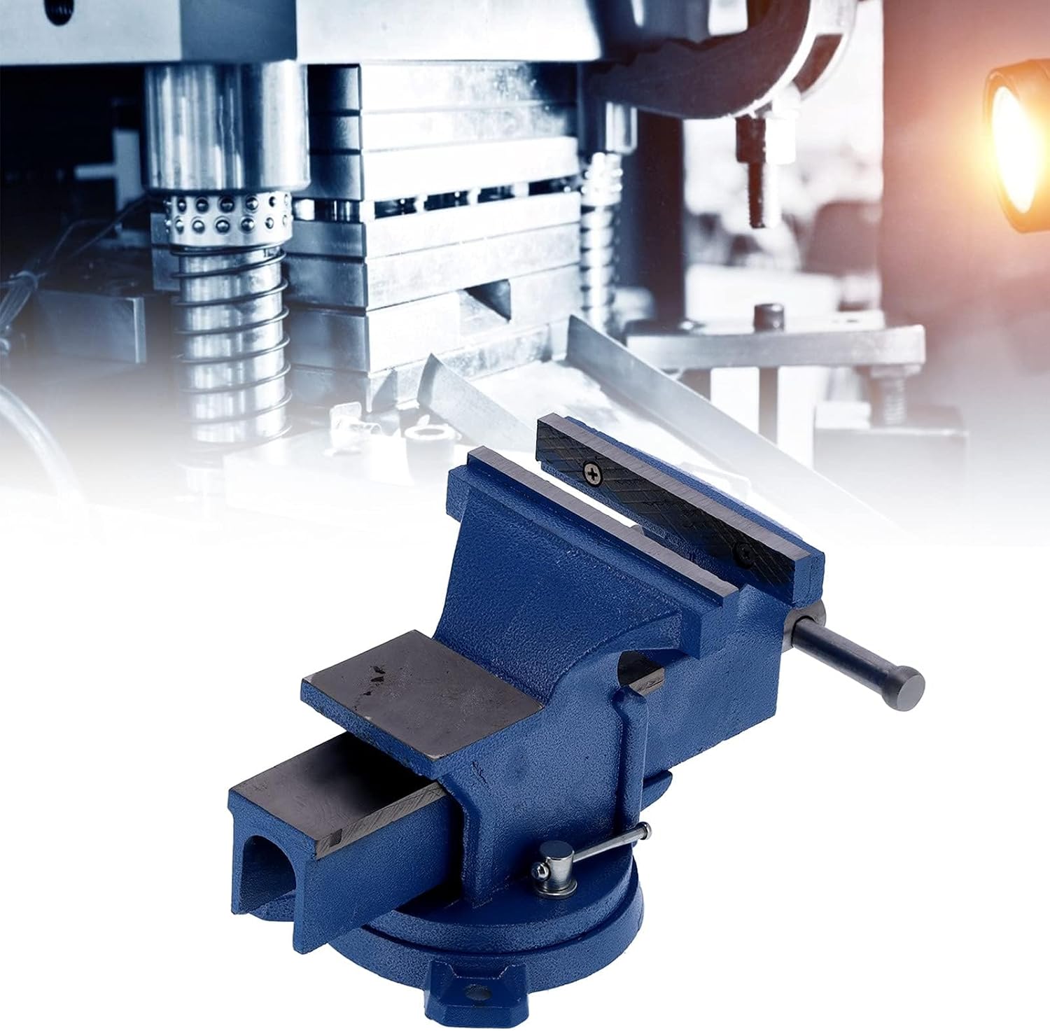 Bench Vise, 6in Locking Bench Vise, 360 Degree Swiveling Base Soldering Bench Vise with Anvil, Non‑Slip Manual Locking Multipurpose Bench and Pipe Vise