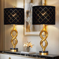 Cinyirong 30' Black and Gold Table Lamps Set of 2 for Bedroom, Modern Touch Control Bedside Lamps for Living Room, 3-Way Dimmable Sculptural Resin Nightstand Lamps with USB A+C Ports and 2 LED Bulbs