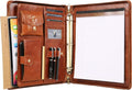 DUKE&COW Leather Portfolio with 3 Ring Binder, Personalized Leather Binder Padfolio Executive Folio Zippered, Engraved Leather Folder Portfolio Organizer, Custom Gift for Men Women （Brown, Custom）