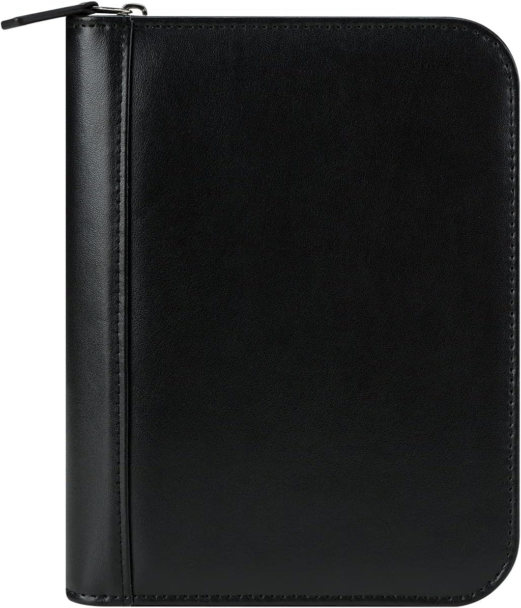 FranklinCovey - FC Signature Ring-Bound Binder for FranklinCovey Planners | Leather - Zipper Binder (Compact, Black)