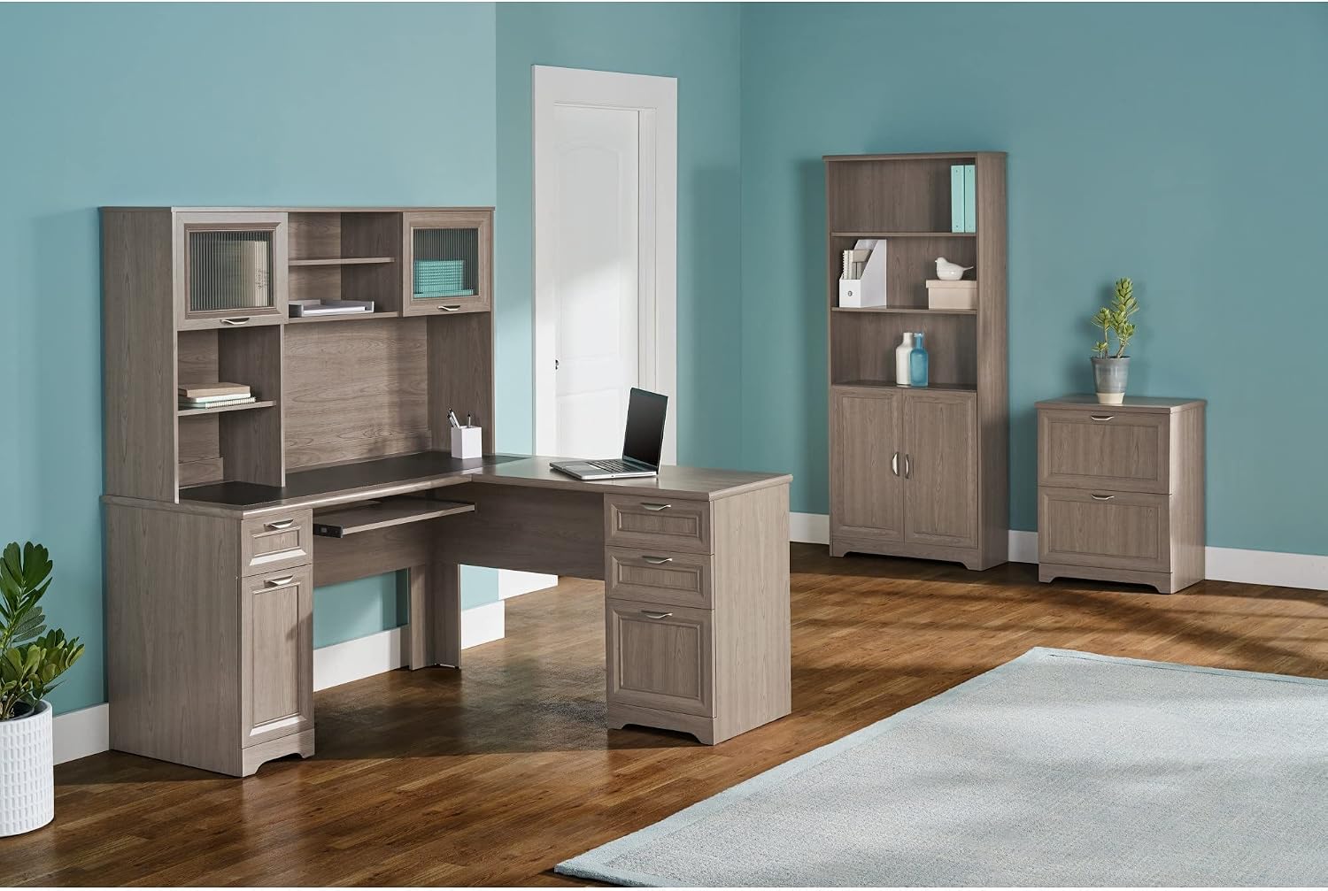 Realspace® Magellan 58'W Hutch For Corner Or L-Shaped Computer Desks, Gray