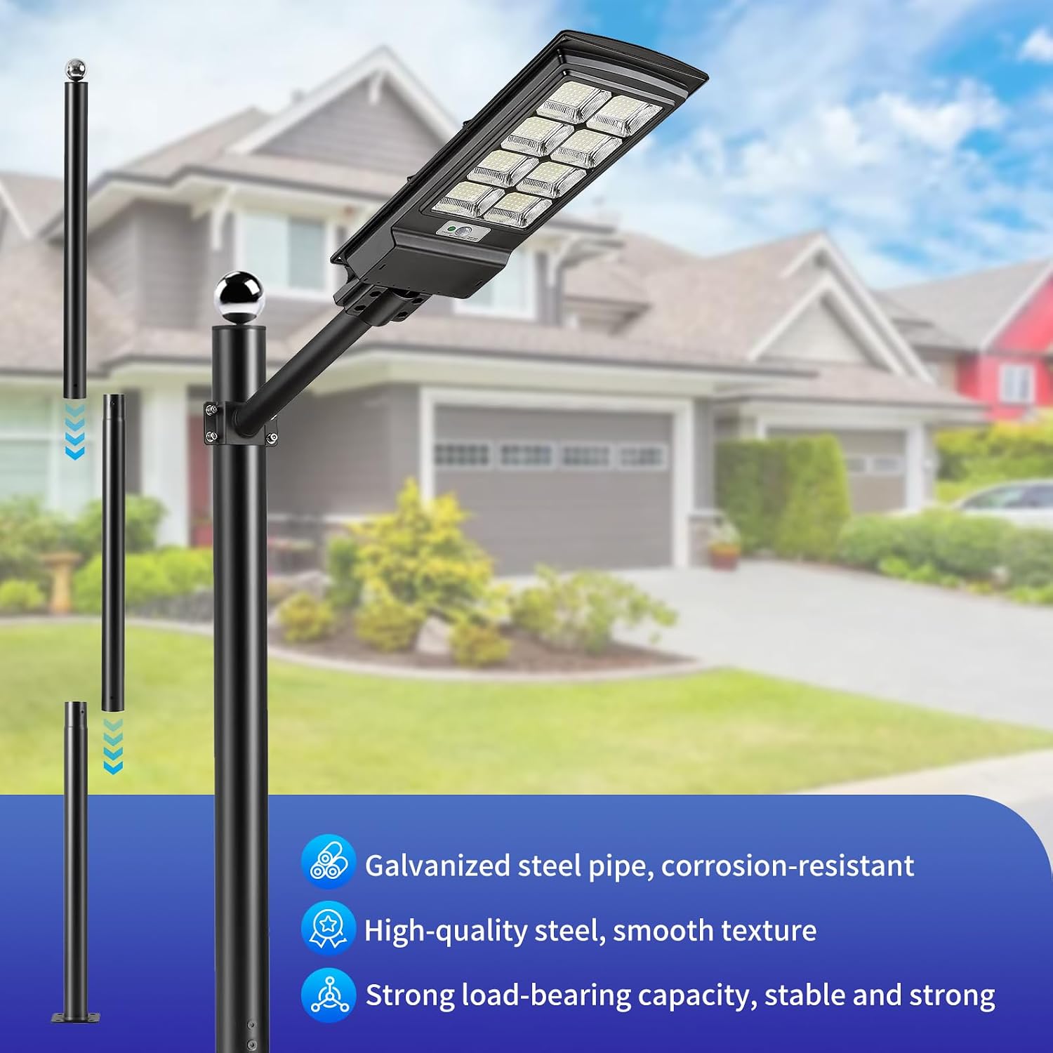 Street Light Pole 13Ft, Street Light Poles for Outdoor Lighting,Solar Pole Accessory for Street, Suitable for Basketball Courts, Residential Areas,Parking Lots, Park 13ft（76）