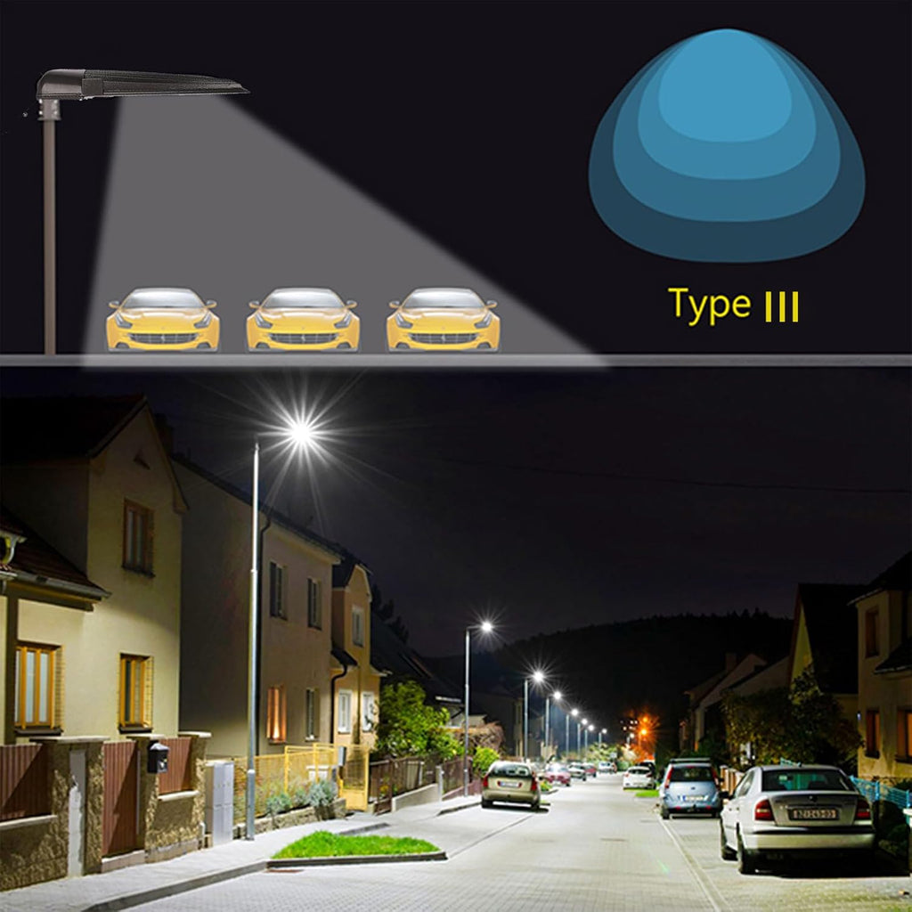 100W 120W 150W Power Switchable LED Parking Lot Light 3000K 4000K 5000K CCT Selectable Outdoor Commercial Street Area Lighting Fixtures Type 3 Bronze 100-277V (AM Slip Fitter Bracket)