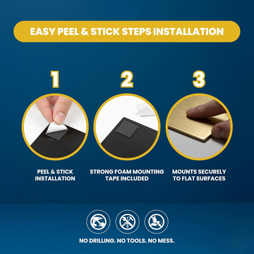 Push Pull Vertical Standard Door Sign (Black/Gold) - Medium 10 Pack