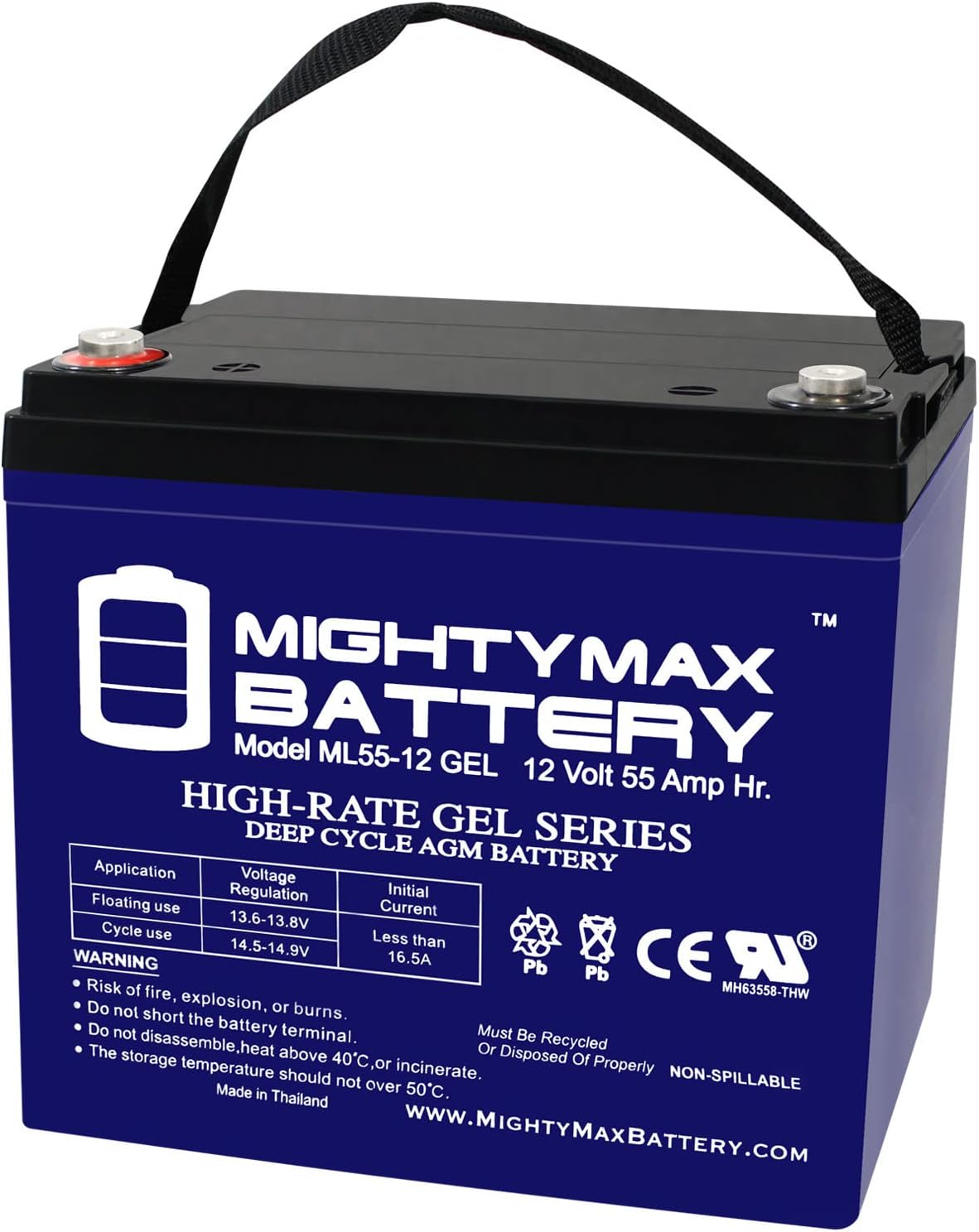 Mighty Max Battery 12V 55AH GEL Scooter Wheelchair Mobility Deep Cycle Battery - 2 Pack