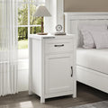 White Nightstand with Drawer, Farmhouse End Table with Storage Cabinet and Adjustable Shelf, 30' Tall Bedside Table Rustic Wood Sofa Side Table for Living Room, Bedroom