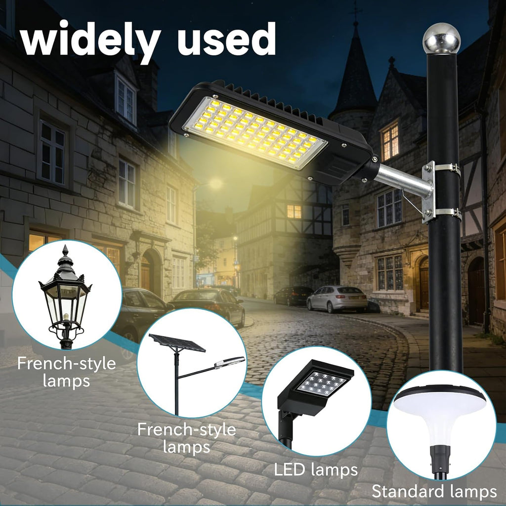 Street Light Pole 16 Ft Tall, Solar Street Lamp Post Fixture Accessory, Adjustable Street Light Poles for Outdoor Lighting with Mounting Rebar Cage Base,Suitable for Parking Lots,Basketball Courts