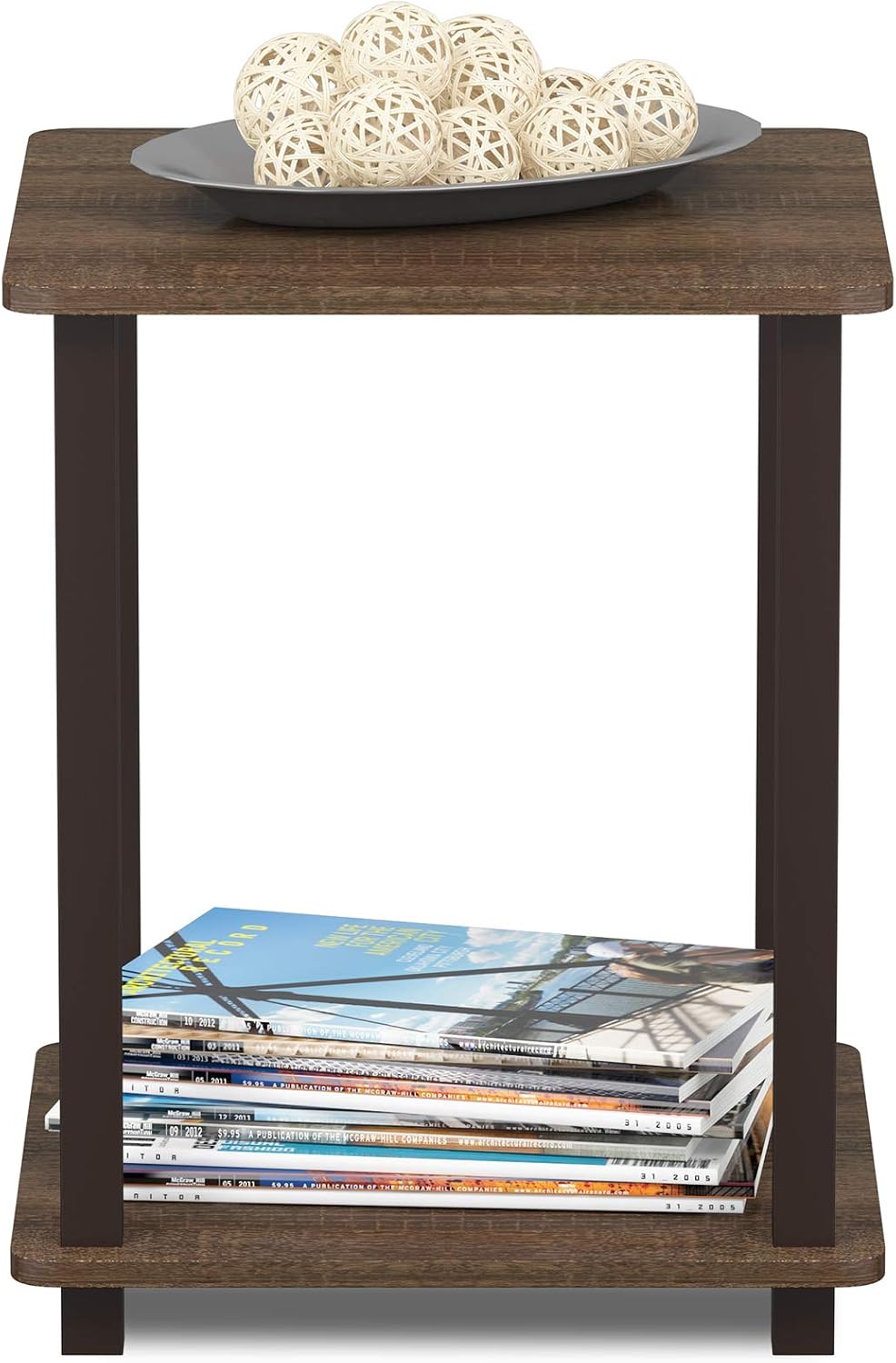 Furinno Simplistic Set of 2 End Table, Walnut/Brown (Pack of 5)