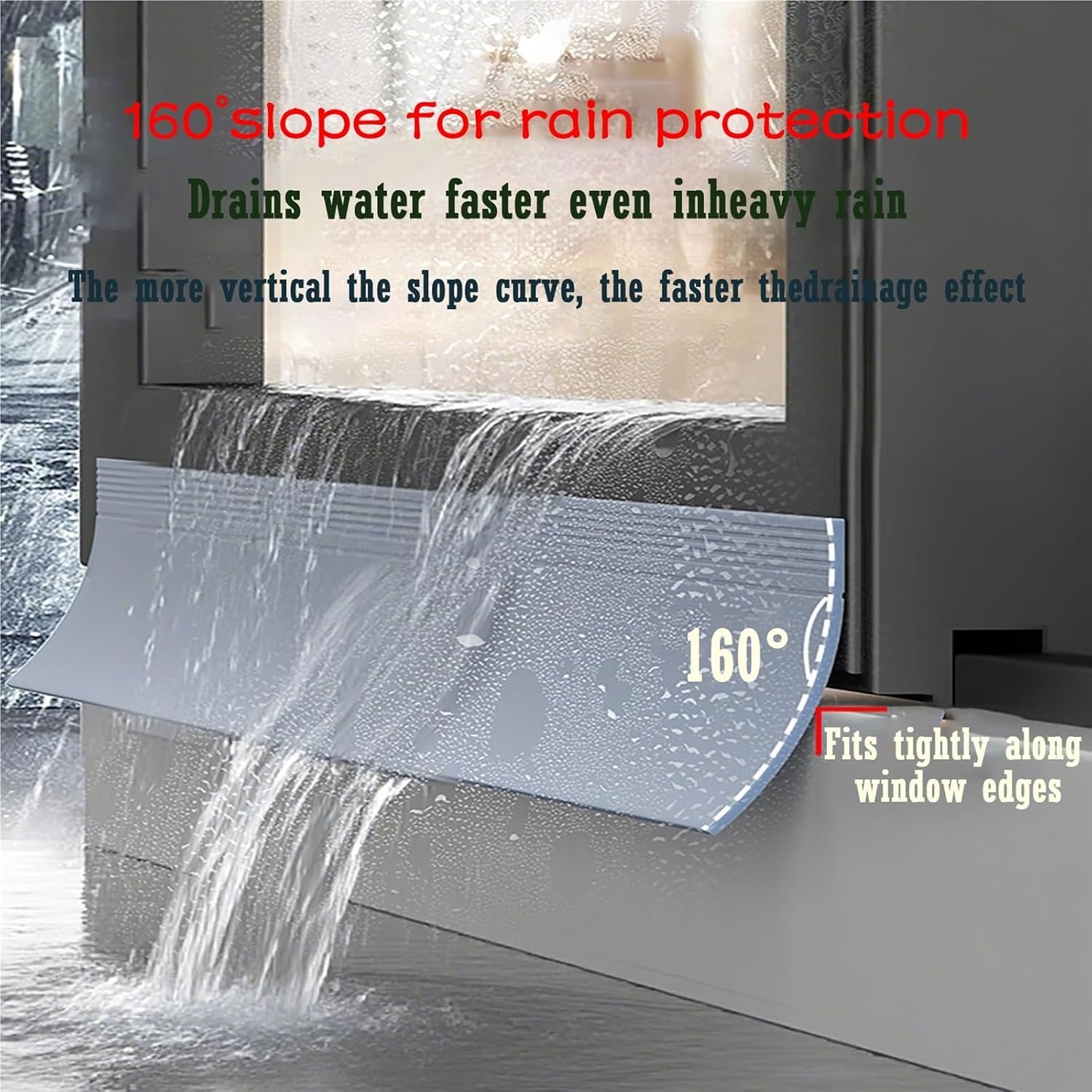 Black House Window Rain Guards Mount, 1 2 4 6 8 10 18 20 Pcs Outer Casement Rainy Guards for Sills Doors Stops, Self-Adhesive Window Rain rs Cuttable(6 pcs,Width 110mm)