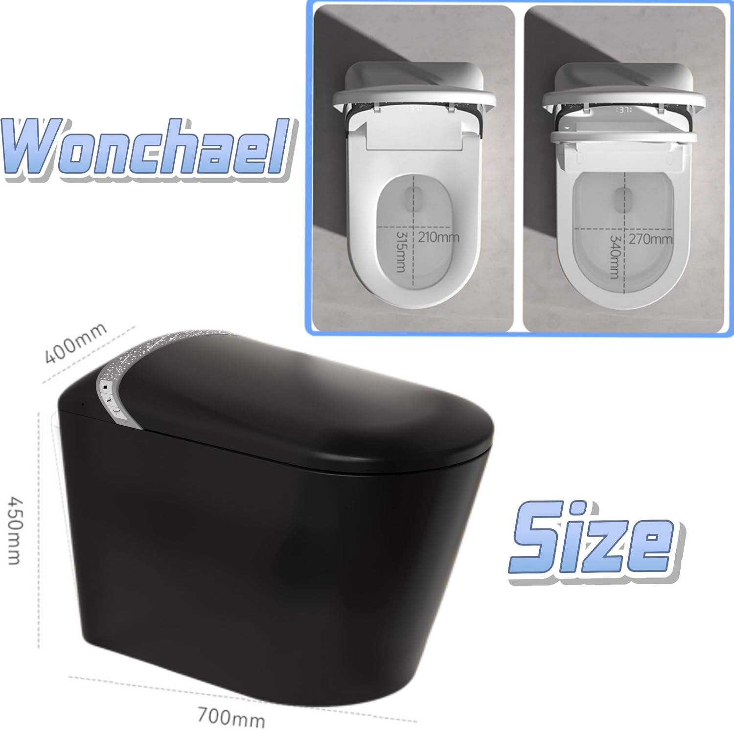 Smart Toilet with Bidet Built in, Artistic Starlight,Ultra-Powerful Flush, Auto Open/Close Lid, Instant Warm Water, Bidet with Dryer, Elongated Heated Seat, ADA Comfort Height,Foot Sensor
