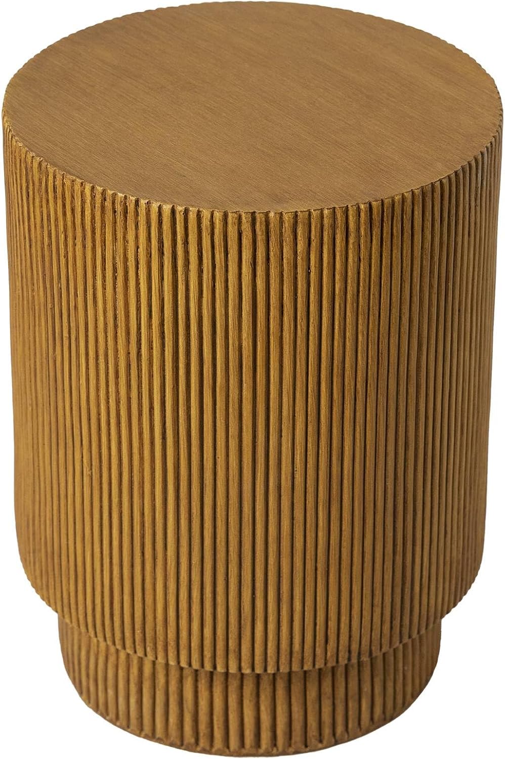 LeisureMod Modern Side Table Round Fiberstone Top Accent End Table for Home, Outdoor Patio, Living Room Sofa, Weather-Resistant, Eden Series in Brown