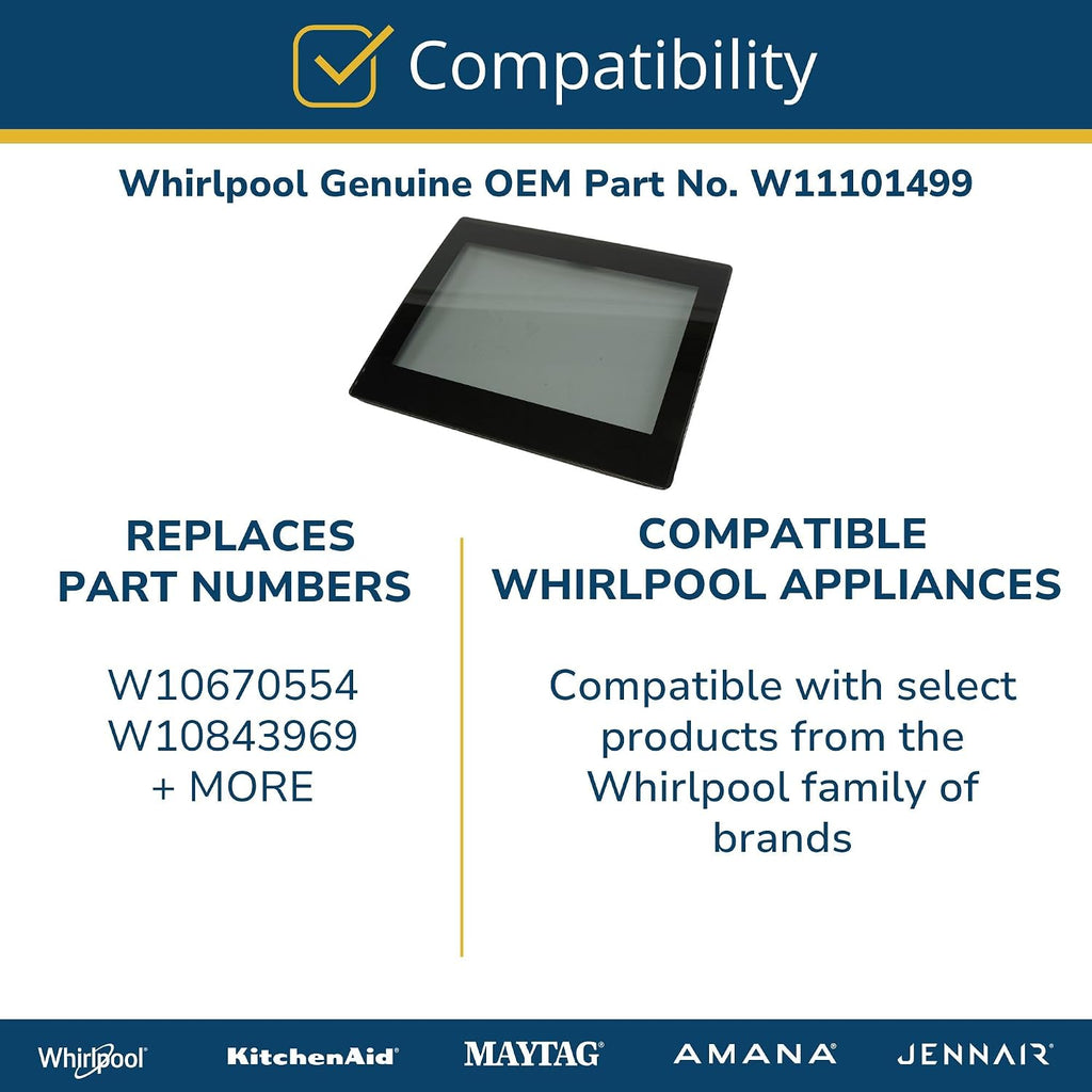 Whirlpool W11101499 Genuine OEM Top Load Washer Lid Replacement Part - Replaces W10670554 and W10843969