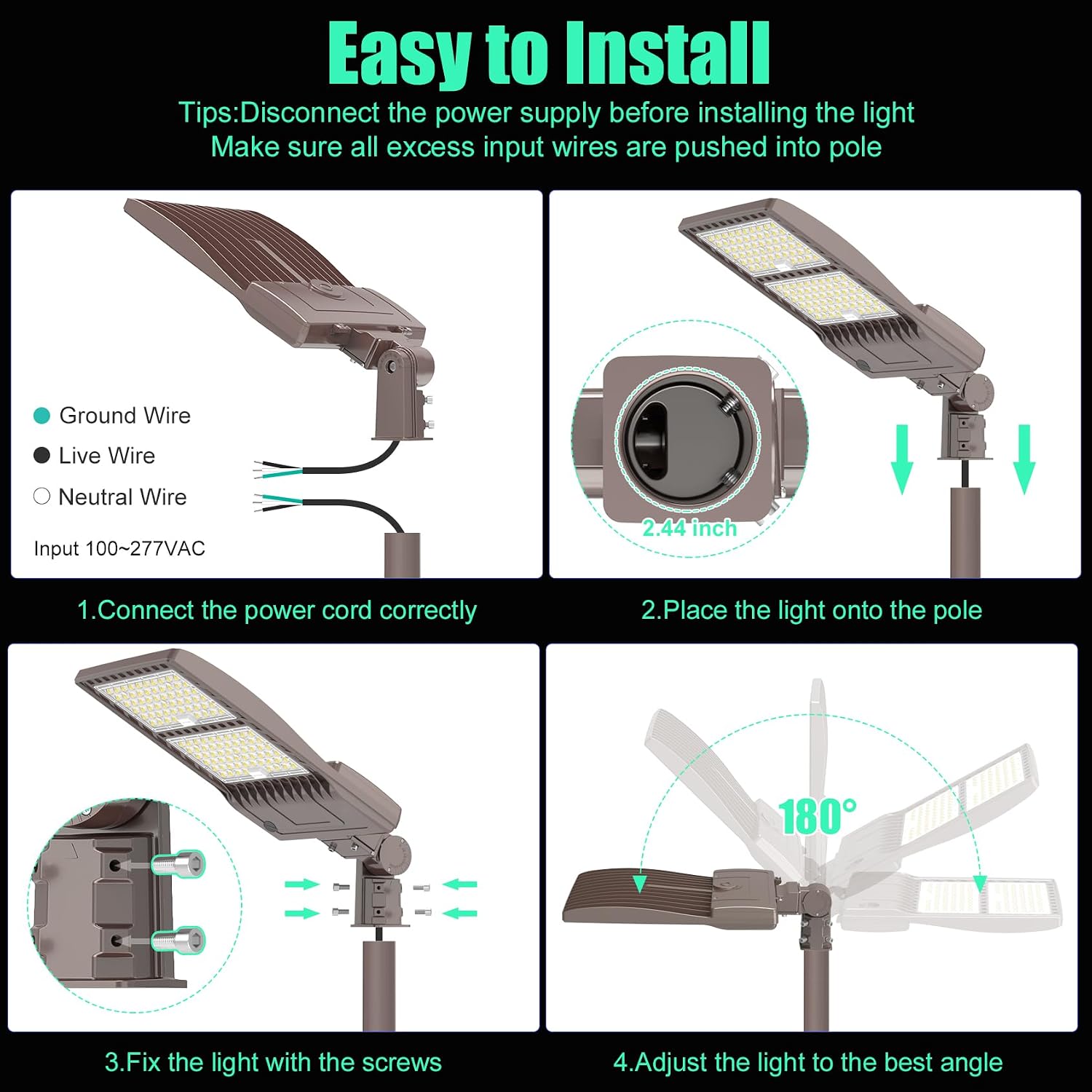 2Pack 450W LED Parking Lot Light Dusk to Dawn Photocell with Slip Fitter, ETL Listed Outdoor Street Area Light LED Shoebox Parking Pole Light 5000K IP65 Waterproof Commercial Light 100-277VAC