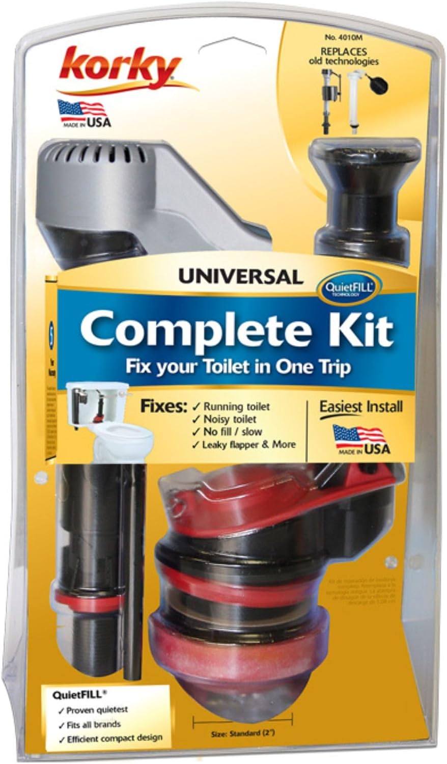 Korky Standard 2-inch Complete Toilet Repair Kit,Fixes: Running,Noisy,No/Slow Refill,and No/Weak Flush Toilets,Easy to Install,4010MP,(Pack of 5)
