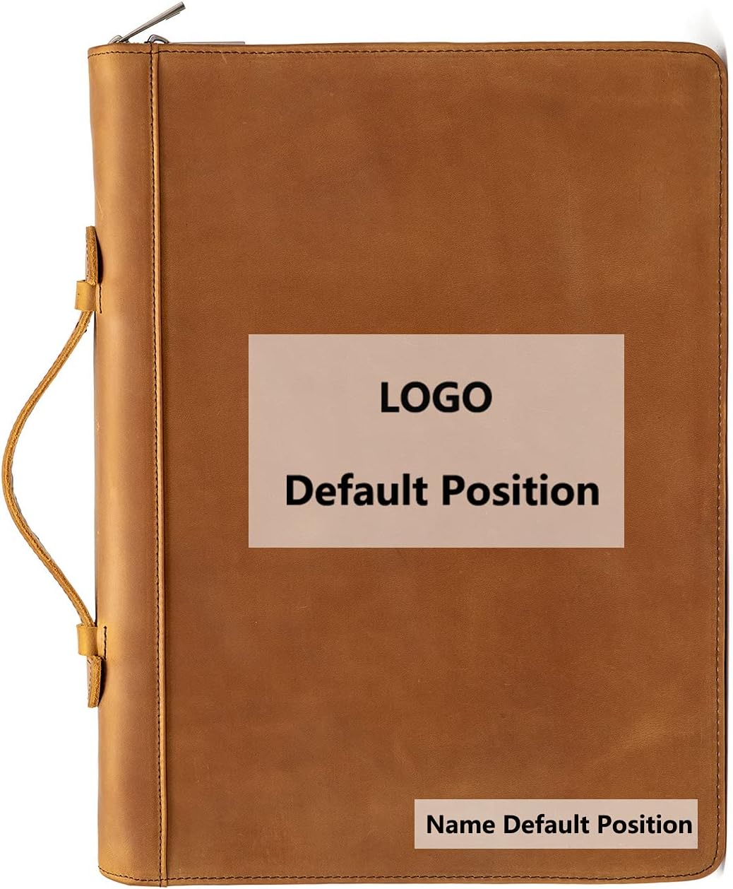 YIWEN Personalized Leather Portfolio with Handle, 3 Ring Binder, Zippered Padfolio for 13' Tablet, 8.5 x 11 Notepad, Professional Business Document Organizer (Brown, Crazy Horse Leather)