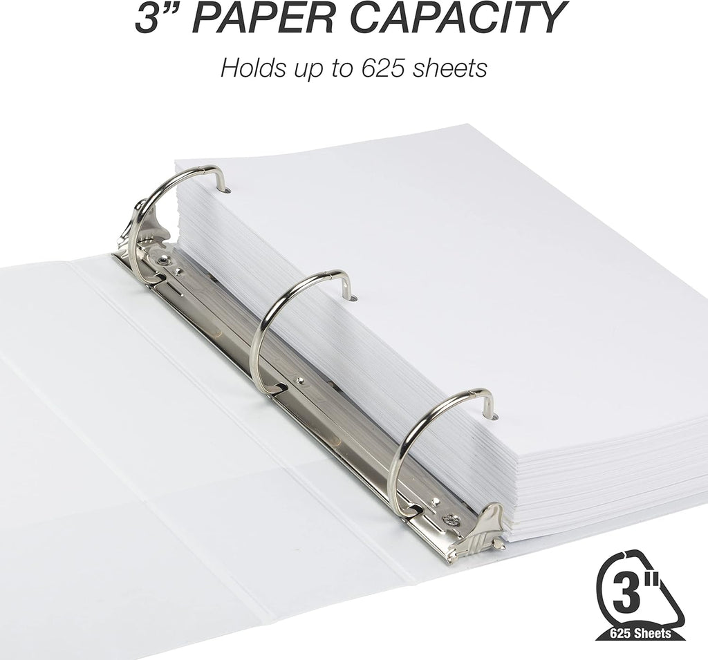 Samsill Durable 3 inch 3 Ring Binder, D Ring Binder, 100% Recycled Chipboard, White, 12 Pack
