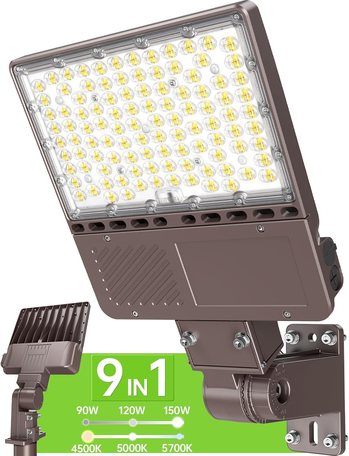 LED Parking Lot Light 150W 120W 90W Adjustable 4500K 5000K 5700K Tunable Up to 22500LM Photocell LED Shoebox Fixture Flood Pole Light Outdoor Field Lighting AC 100-277V