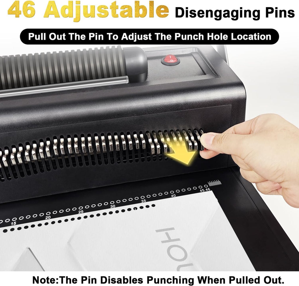 HOUYEE Spiral Coil Binding Machine with 100 Pack 3/8'(10mm) Binding Coils & Plier,and 100 Pack Plastic Spiral Binding Coils,6mm (1/4'),30 Sheets Capacity,4:1 Pitch, 48 Loops, for Letter Size (Black)
