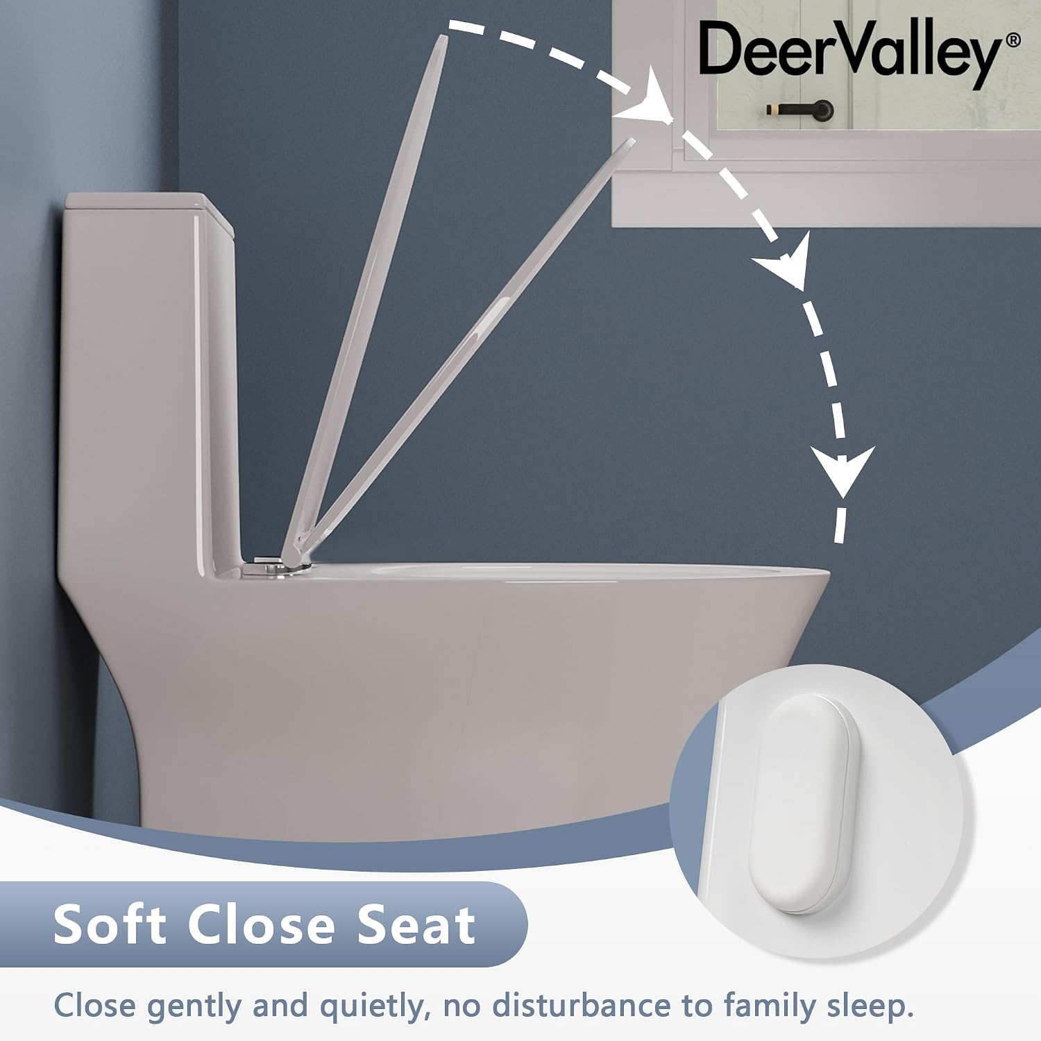 DeerValley Compact One-Piece Toilet for Small Bathrooms, Dual Flush 0.8/1.28 GPF, 900g MAP, Round Bowl, Soft-Close Seat, 12' Rough-In, Space-Saving Design