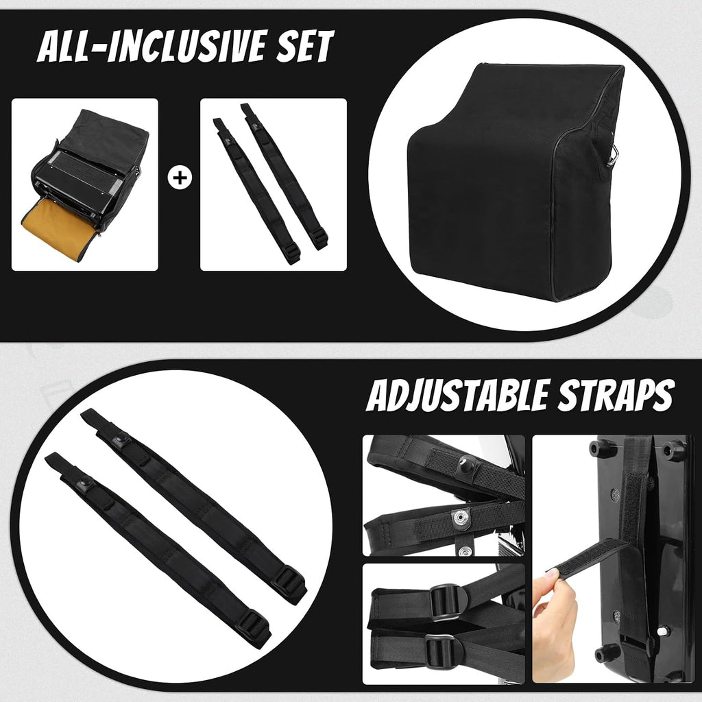 Accordions,22 keys Accordion,8 Bass Student Piano accordions Suitable for beginners and students Lightweight and portable, comes with a backpack and adjustable straps (8 Bass, Black)