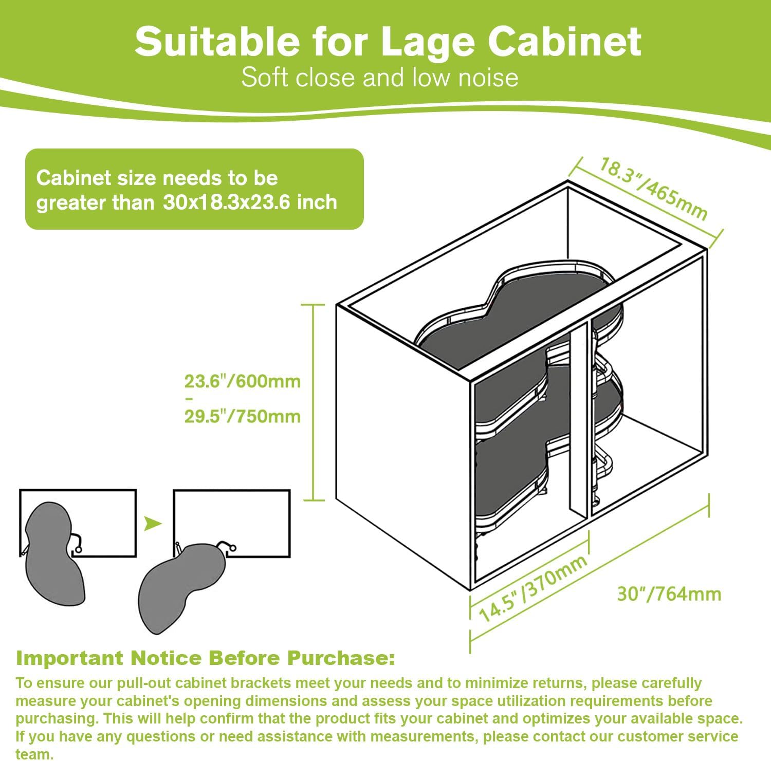 Blind Corner Cabinet Pull Out Organizer, Soft Close Swing Left Pull Out Cabinet Organizer 30inch, Corner Cabinet Lazy Susan for Cabinet Blind Shelf, 2 Tiers Tray, Adjustable Height