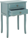 SAFAVIEH Furniture - Lori 2-Drawer End Table - Pale Blue & White Smoke - Solid Wood - Farmhouse Classic Design - Ideal for Living Room, Entryway, 18.1'W x 13'D x 26.8'H - Fully Assembled (AMH6576F)