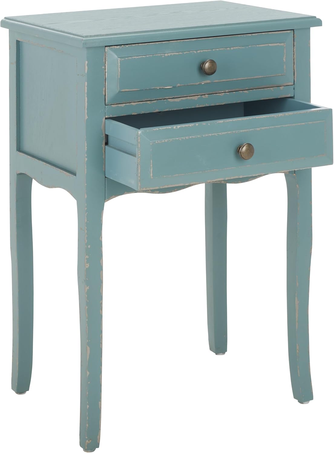 SAFAVIEH Furniture - Lori 2-Drawer End Table - Pale Blue & White Smoke - Solid Wood - Farmhouse Classic Design - Ideal for Living Room, Entryway, 18.1'W x 13'D x 26.8'H - Fully Assembled (AMH6576F)