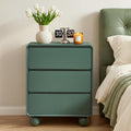 AVZEAR Wooden Night Stand wth 3 Drawer Dresser Mid Century Modern End Table Chest of Drawers, Solid Wood Legs & Curved Profile Design, Farmhouse Side Table for Living Room, Green