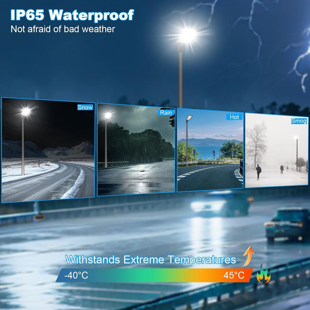 240W 4-Pack LED Parking Lot Light for Commercial Area Lighting | 36000LM,5000K Daylight White,Dusk to Dawn Outdoor Security Light ,180°Adjustable Slip Fit Mount,110-277V,IP65 Waterproof