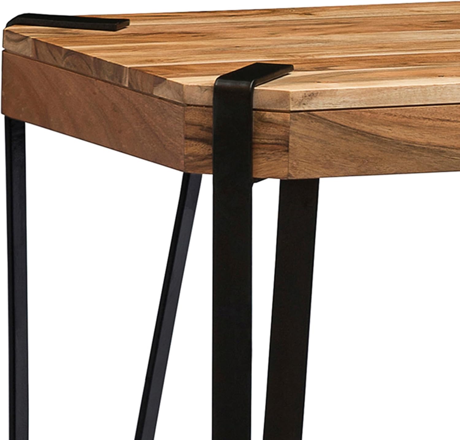 Ryegate Live Edge End Table with Storage – 2-Tier Solid Acacia Wood Side Table with Metal Frame and Lower Shelf – Industrial Accent Table for Living Room or Bedroom by Alaterre Furniture