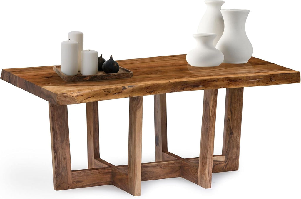 Alaterre Furniture Berkshire Live Edge Solid Wood 42 inch Coffee Table, Natural