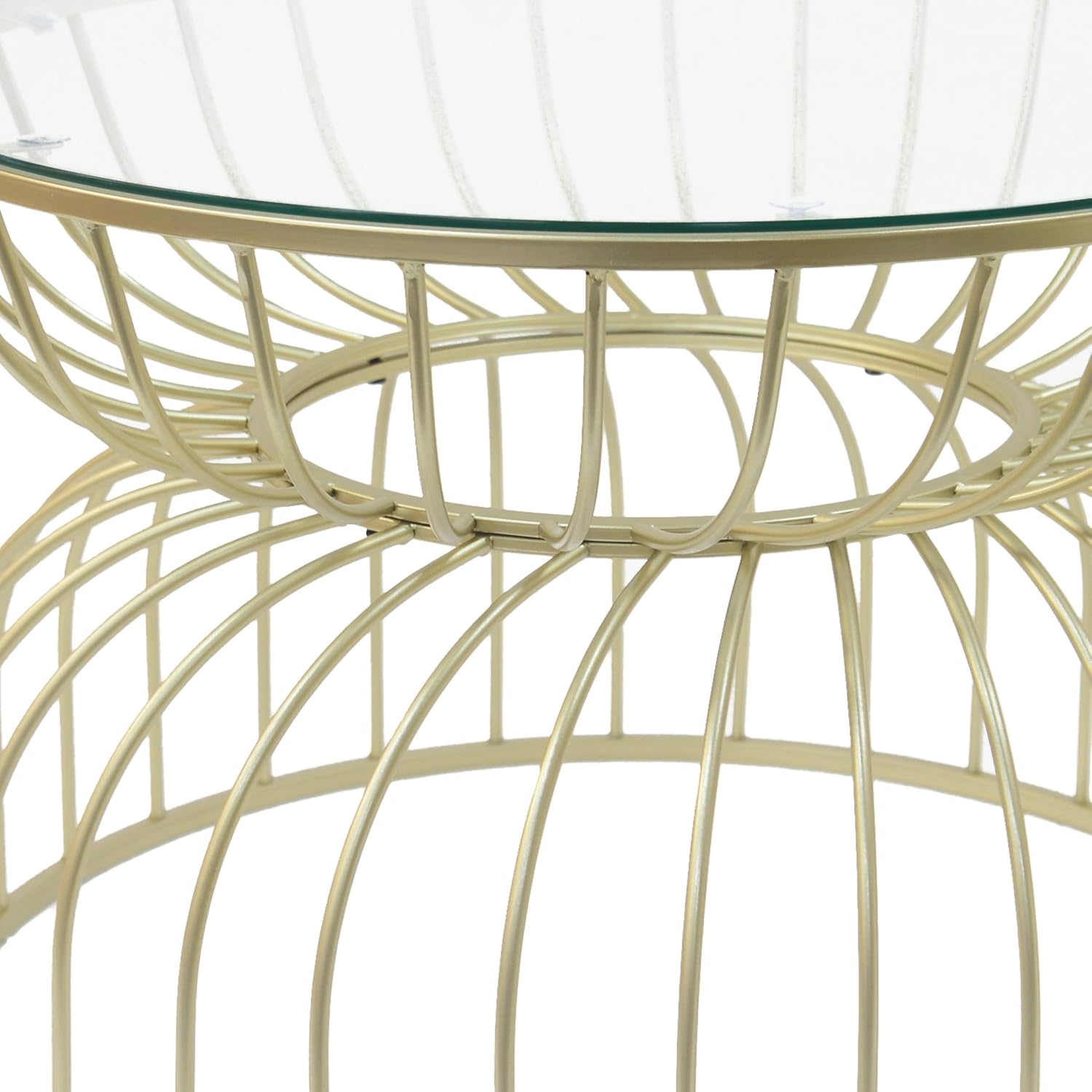 Christopher Knight Home 27.50' Coffee Table, Large End Table, Hourglass Curved Lines Frame, Metal Frame, Clear Tempered Glass Top, Chic Home Decoration, Accent Side Tables for Living Room, Gold