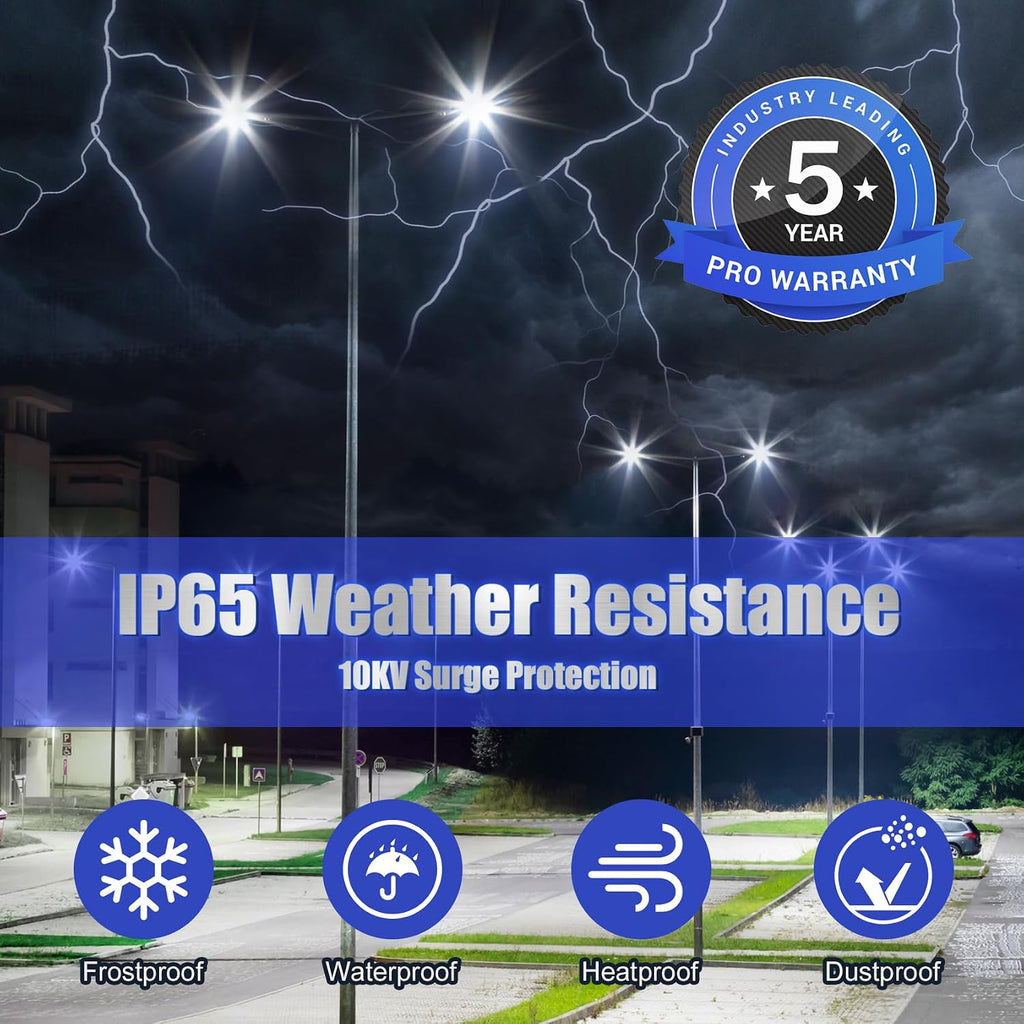 4Pack 400W LED Parking Lot Light 56000 Lumen, UL Parking lot Flood Lights Arm Mount, Street Area IP65 5000K Waterproof 100-277VAC Input, Stadium Lights Outdoor, LED Pole Light Outdoor