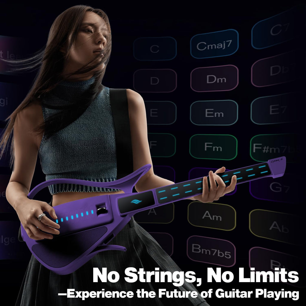 Enya CYBER-G Stringless Smart Guitar,Portable Foldable Travel Guitar with App-Controlled Chords,Hundreds of Instrument Sounds, Built-In Speaker & Drum Machine,Quick-Learn for Adults/Beginners