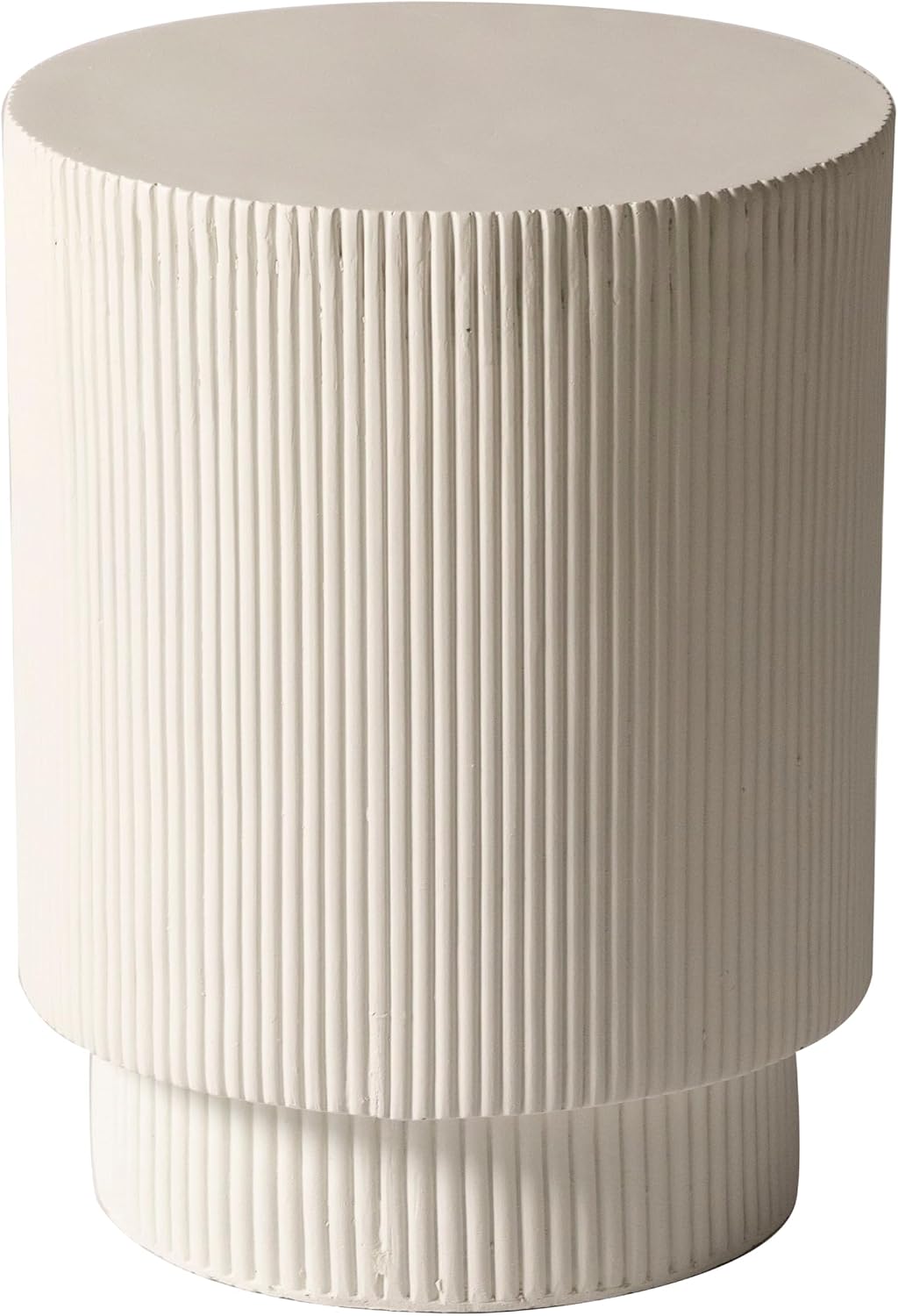 LeisureMod Modern Side Table Round Fiberstone Top Accent End Table for Home, Outdoor Patio, Living Room Sofa, Weather-Resistant, Eden Series in White
