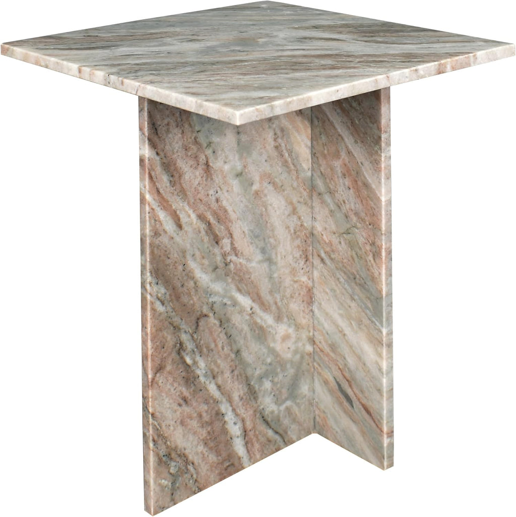 JONATHAN Y MTB1104A Cecil 18.5' Contemporary Natural Marble Handmade T-Shaped End Table for Living Room, Bedroom, Bathroom, Gray/Beige