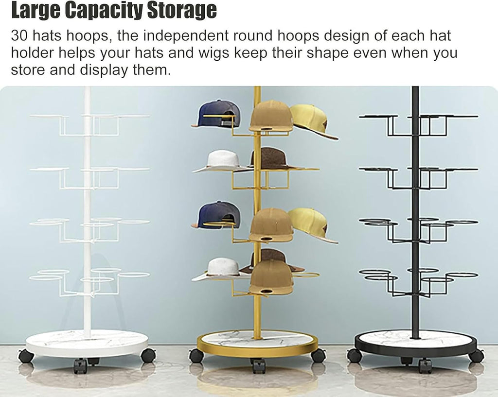 Commercial Floor-Standing Hat Organizer - 6-Tier Rack for Baseball Caps, Cowboy Hats & Men's/Women's Hats - Large Capacity Display Stand for Retail & Home Use