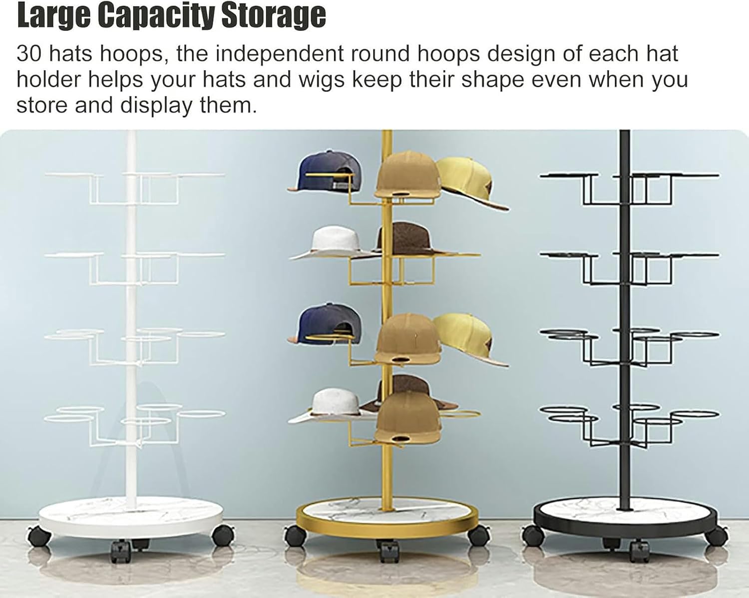 Commercial Floor-Standing Hat Organizer - 6-Tier Rack for Baseball Caps, Cowboy Hats & Men's/Women's Hats - Large Capacity Display Stand for Retail & Home Use