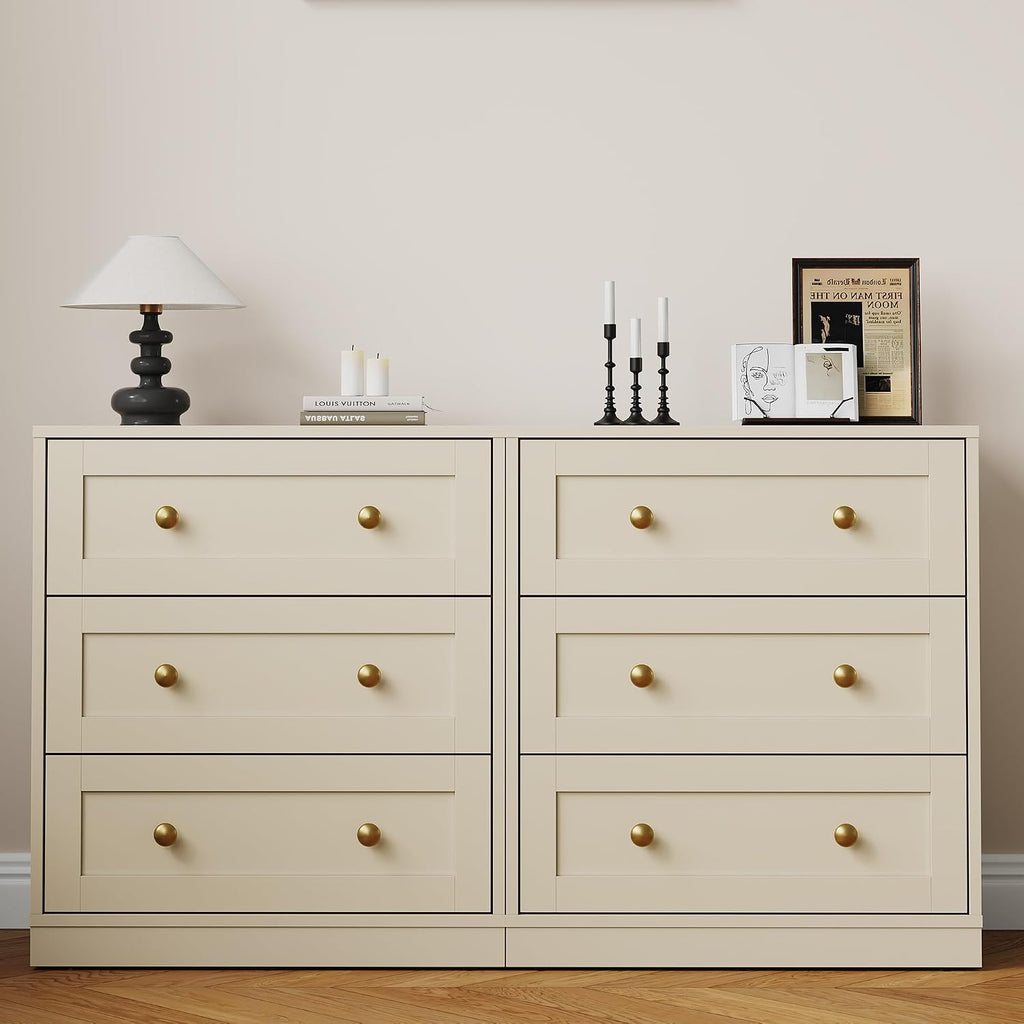 RoyalCraft Nightstand Set of 2, Night Stand with 3 Drawers Storage, Modern Bedside Table, End Table for Bedroom, Hallway, Closet, Beige