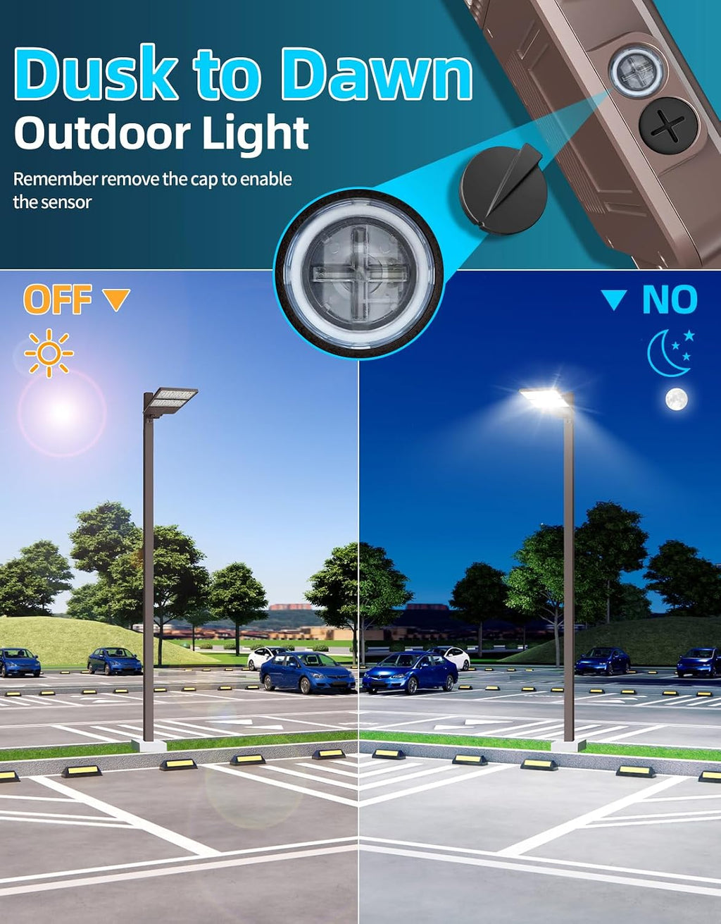 ADUB 12PCS LED Parking Lot Light 350W 280W 210W,LED Shoebox Light 5700K 5000K 4500K Arm&Slip Fit Mount,ETL Listed Outdoor Pole Light with Photocell,IP65 Commercial Street Area Flood Lighting