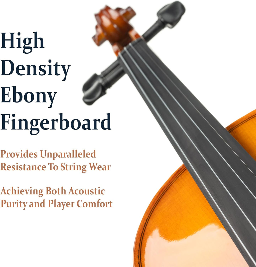 Cecilio 1/2 Violin Solidwood Violin with Hard Case, Bow, Rosin, Tuner, Shoulder Rest & Lesson Book – Ideal for Beginners