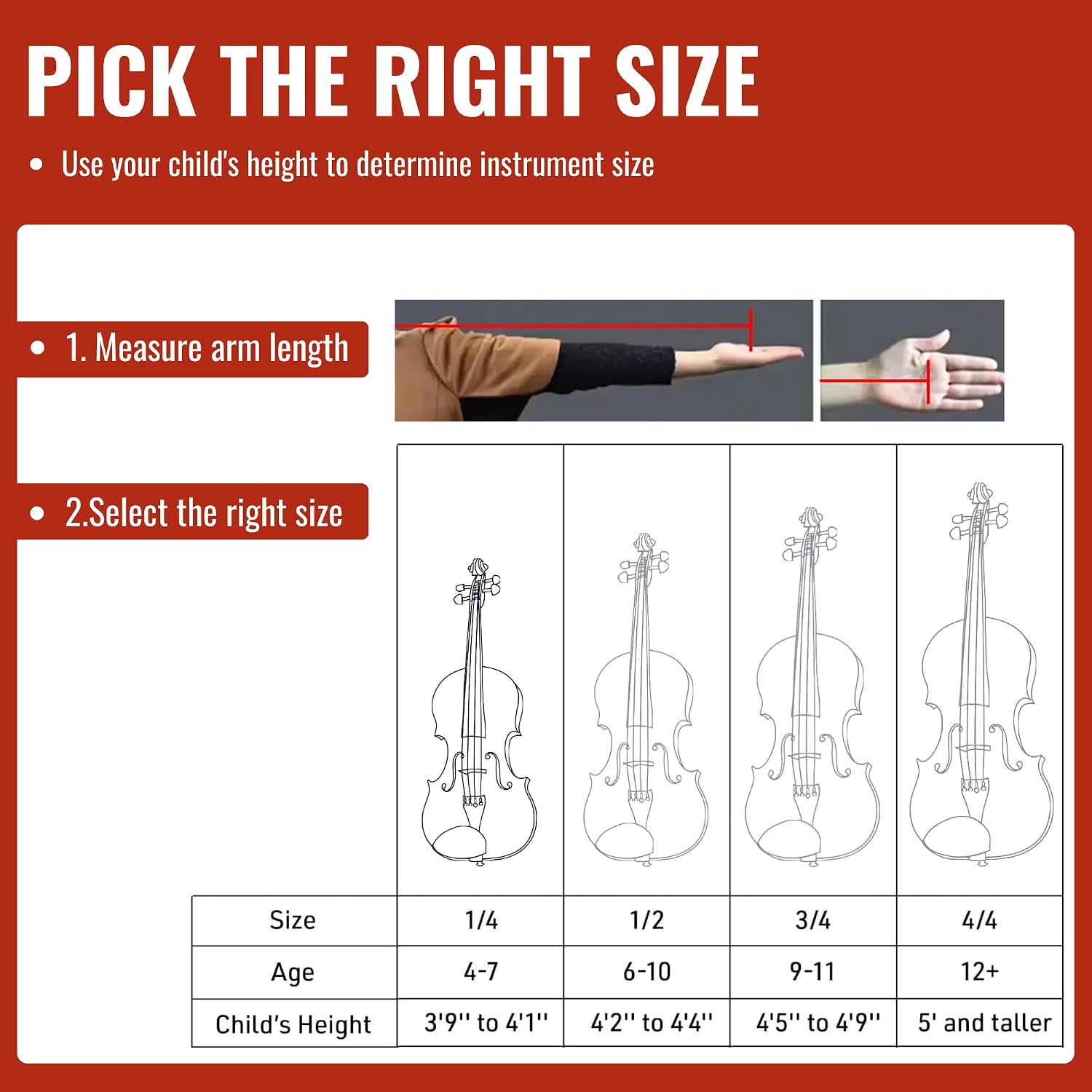 1/4 Size Violin for Kids, Beginners, Students, Solid Spruce Top, Maple Back Fiddle with Brazilwood Bow, Tuner, Hard Case, Shoulder Rest & More, Perfect Handcraft Gift