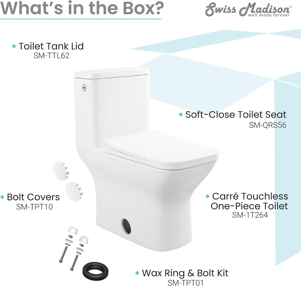 Carre One-Piece Square Toilet Dual-Flush 1.1/1.6 gpf, Touchless