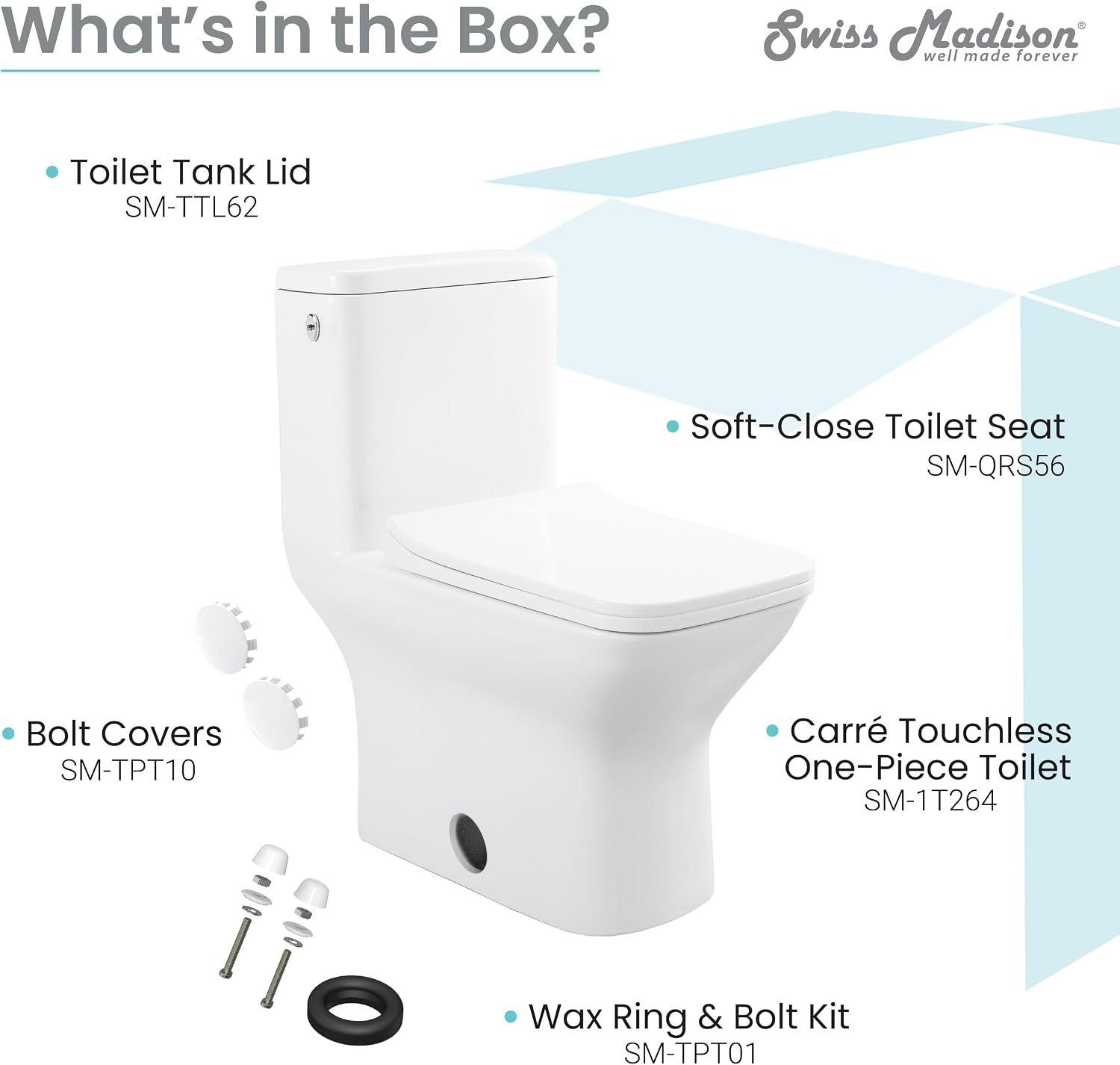 Carre One-Piece Square Toilet Dual-Flush 1.1/1.6 gpf, Touchless