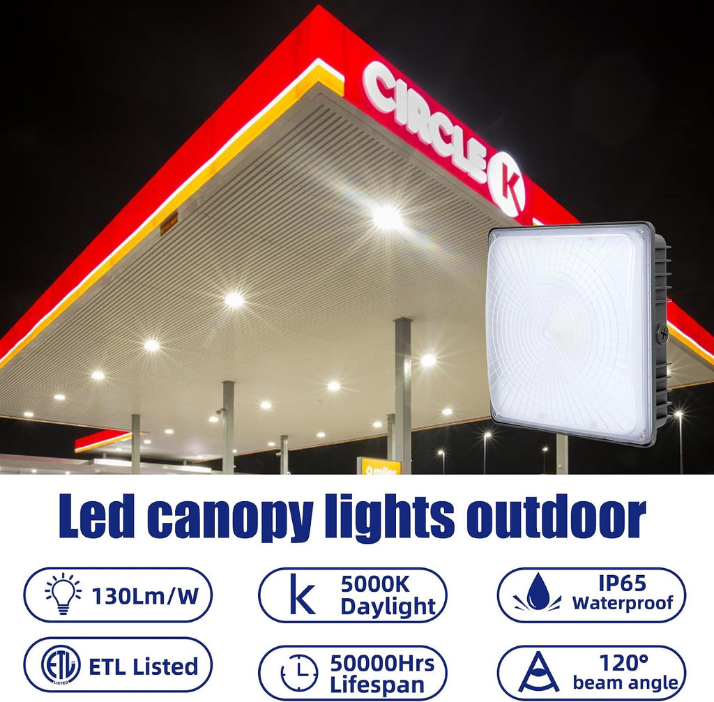 70W LED Canopy Light Fixture,2 Pack,110V AC,5500K,9.5' x 9.5', Gas Station, Street & Outdoor Lighting, Daylight White Ceiling Light for Gas Station(4 Pack)