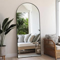 Rowjut Floor Full Length Mirror, Arched Mirrors Full Length 71'x30' Freestanding Large & with Aluminum Frame & Wall Mounted & Hanging or Leaning/Full Body Mirror for Bedroom, Black